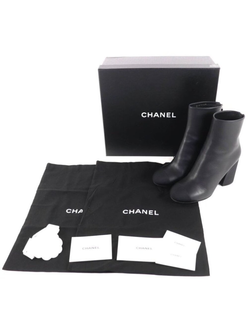 Chanel 22K Coco Mark Leather Ankle Boots with Gold Hardware Black 36 - Picture 3 of 15